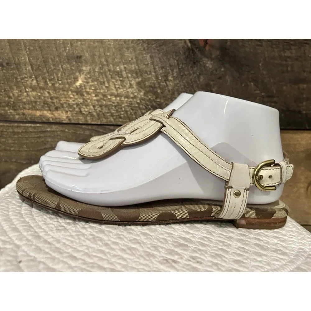 Coach Gold Metallic Braided Thong Sandals Rebecka‎ A8034 Ladies 8.5B